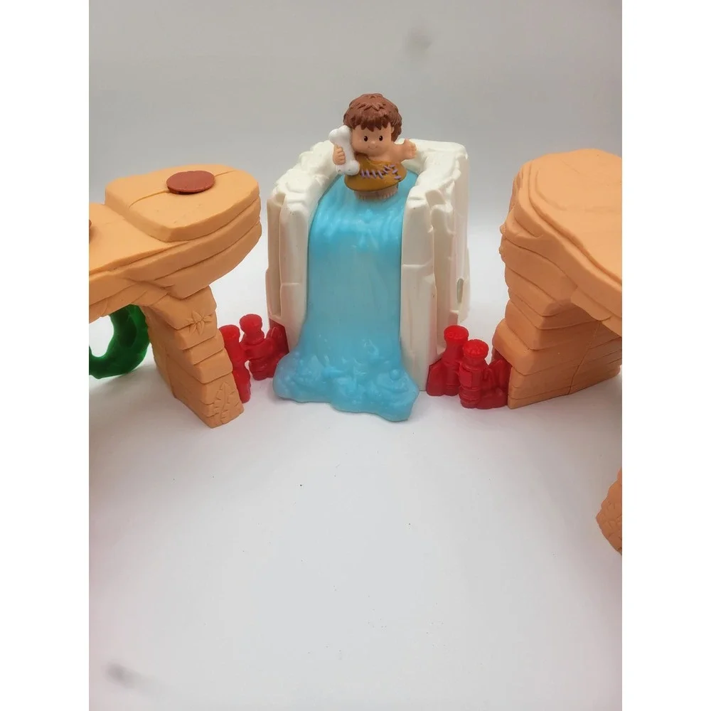 Fisher Price Little People Caveman Waterfall Rock Playset Pieces Tan Blue Red